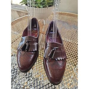 Florsheim Royal Imperial Men's Tassel Loafers Burgundy Leather Shoes 8D USA
